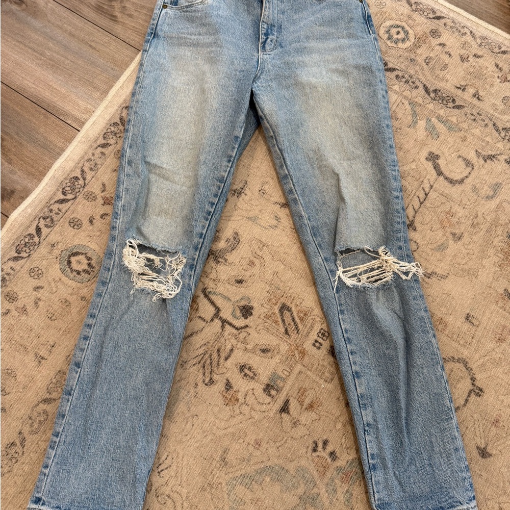 ROLLA'S Light Blue Distressed Straight Leg Jeans